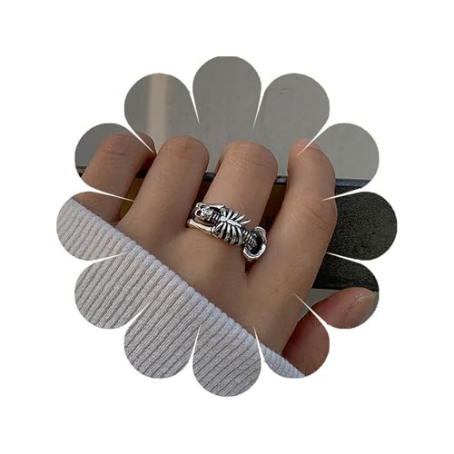 Eviarli Gothic Totenkopf Ring Totenkopf Knöchel Ring Silber Totenkopf Schädel Stapelring Cool FingerRing Horror OffenerRing Halloween Hip Hop Cosplay Damen Schmuck von Eviarli