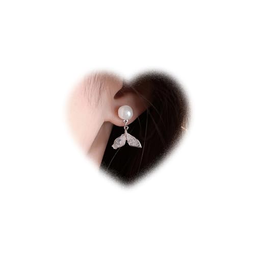 Eviarli Perle Ohrringe Meerjungfrauenschwanz Anhänger Ohrringe Kristall FischschwanzOhrringe PerleOhrringe Strass Fischschwanz DropOhrringe Schmuck für Damen und Jugendliche von Eviarli