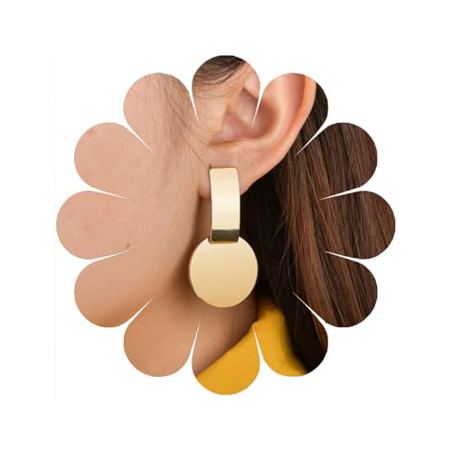 Eviarli Vintage Große Scheibe Drop Ohrringe Gold Runde Ohrringe RechteckigeOhrringe Personalisierte GeometrischeOhrringe Damen Schmuck von Eviarli