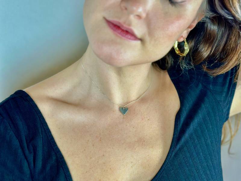 Kleine Herz Halskette, Kleine Rose Gold Charm Charm, Einfache Halskette von EvieOluJewelry