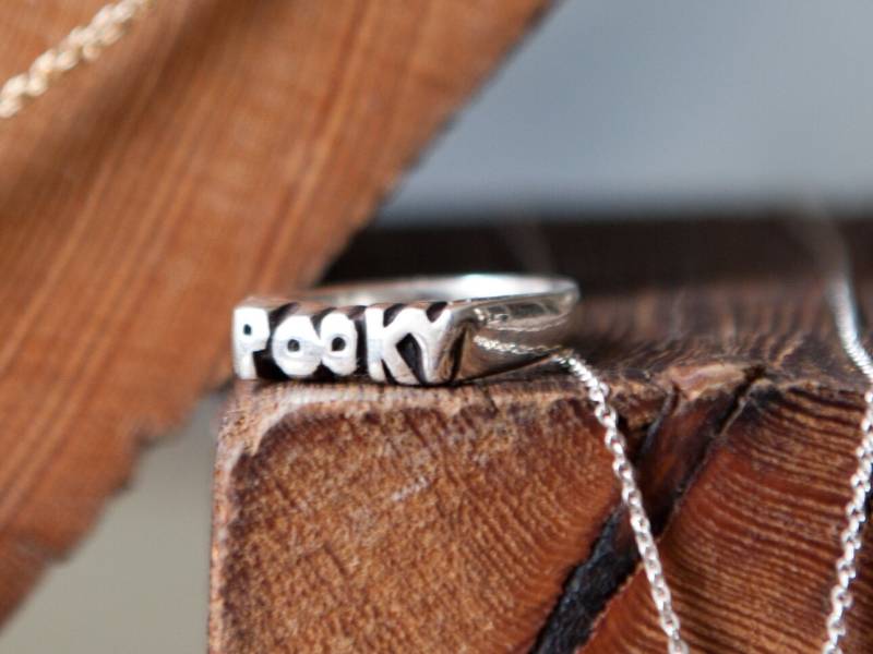 Pooky Wort Ring, Sterling Silber Schmuck, Begriff Der Zärtlichkeit Ring von EvieOluJewelry