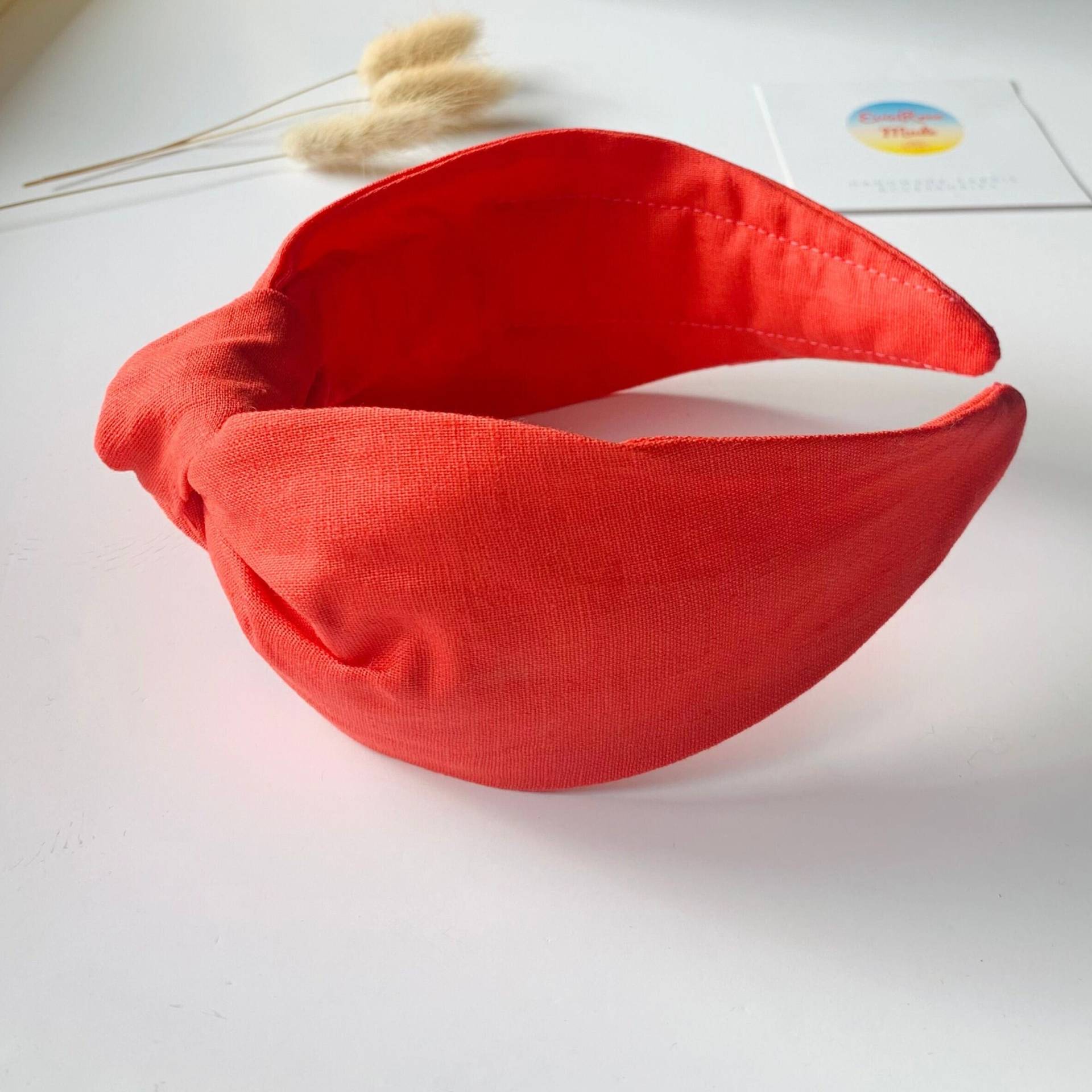 Rotes Leinen Haarband, Knoten Stirnband, Luxus Turban Alice Band Für Frauen, Top Knot Nachhaltiges Geschenk, Uk Handgefertigt von EvieRoseMade