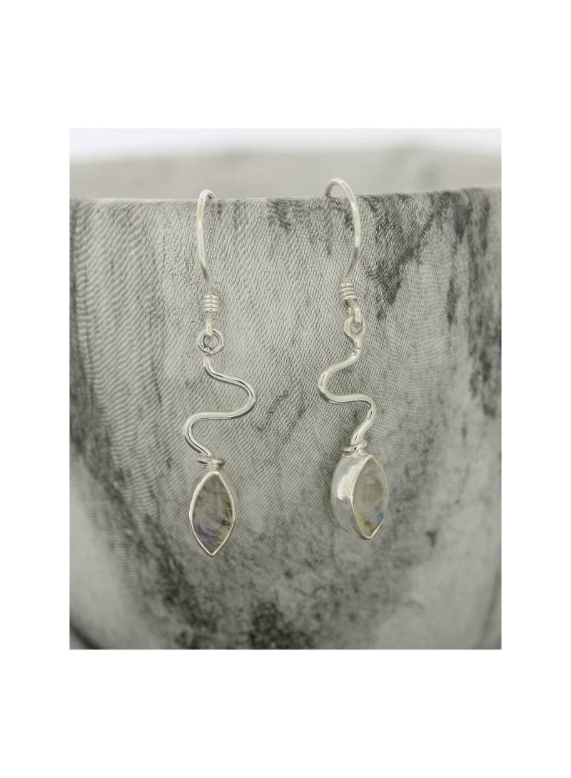 sterling Silber Marquise Mondstein Ohrringe, Wiggle Design von EvieWallaceDesigns