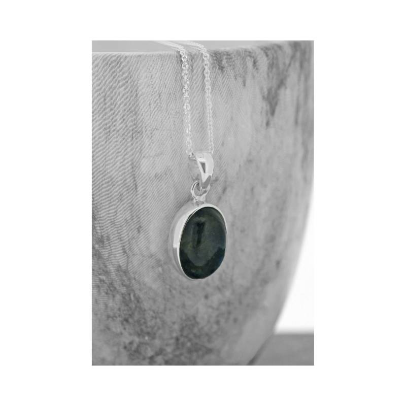 Oval Labradorit Anhänger Sterling Silber Halskette, Blauer Stein von EvieWallaceDesigns