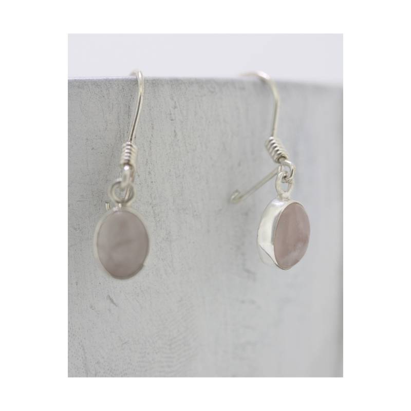 Oval Rosenquarz Sterling Silber Tropfen Ohrringe von EvieWallaceDesigns