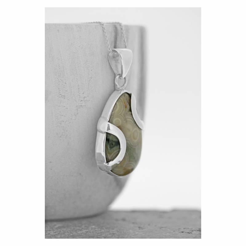 Ozean Jaspis Anhänger Sterling Silber Halskette von EvieWallaceDesigns