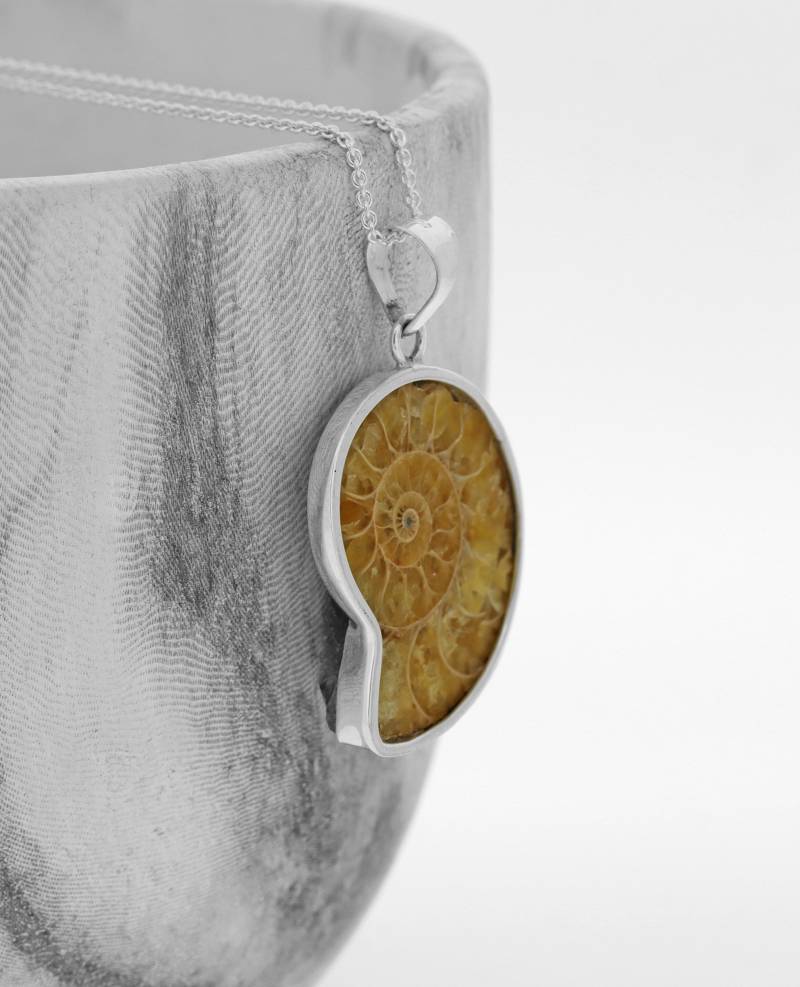 sterling Silber Ammonit Fossil Anhänger Halskette | 19 Mm X 35 Mm von EvieWallaceDesigns