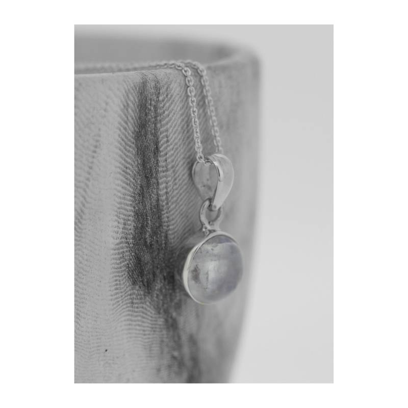 sterling Silber Rund Mondstein Anhänger Halskette - April Birthstone von EvieWallaceDesigns