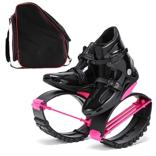 Springschuhe Pink+Schwarze Känguru-Sprungschuhe Mit Aufbewahrungstasche – Sprungschuhe für Sportler Und Schwerere Benutzer – Professionelle Bounce-Fitnessschuhe für Damen Und Herren ( Color : Pink+Bla von EviKoo