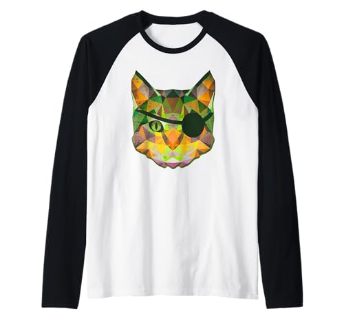 Evil Tabby Cat Cute Kitty w Pirate Eye Patch Raglan von Evil Creature Pirate Animal Designs