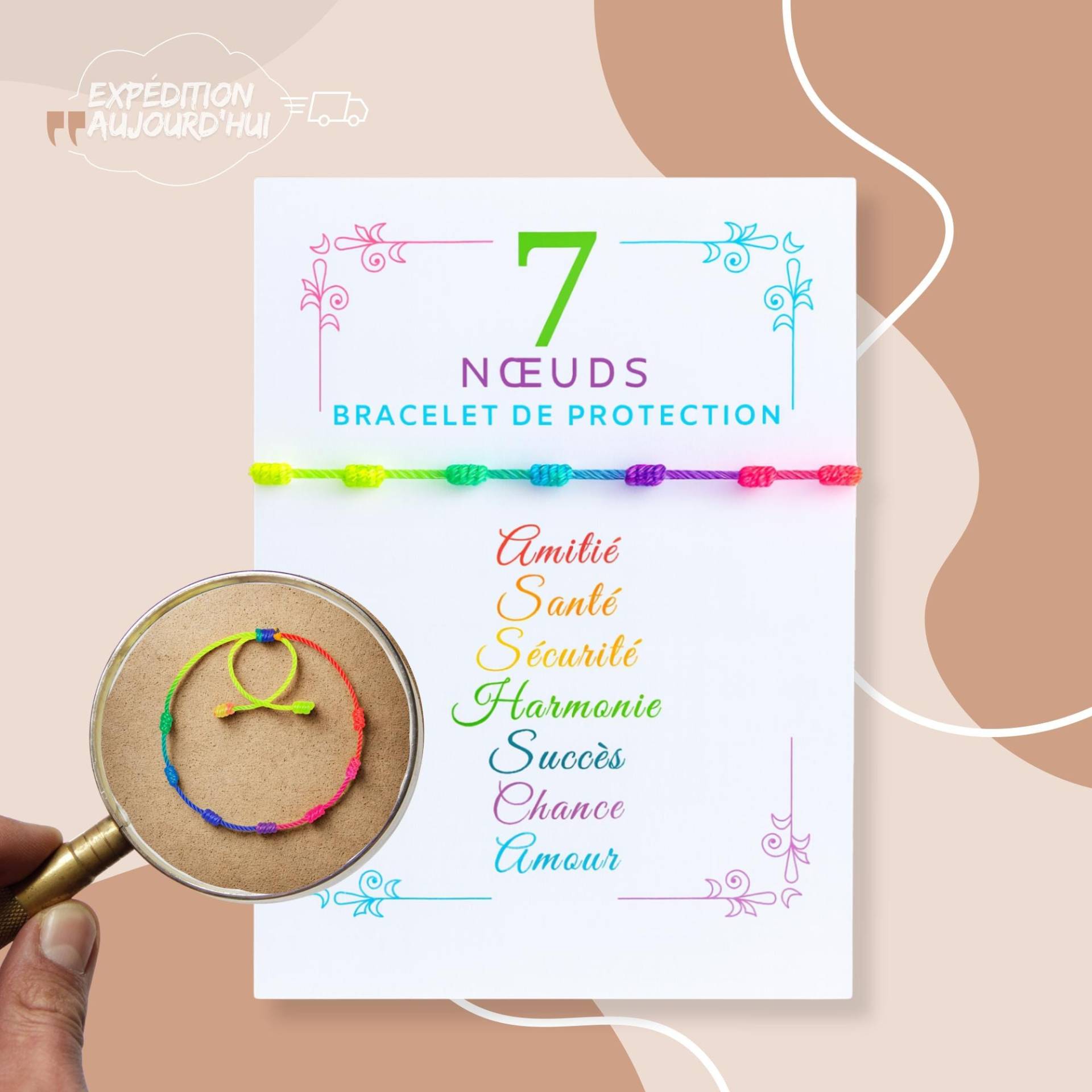 Bracelet Fierté Arc-En-Ciel 7 Nœuds Fait Main - Bijou Lgbtq+ Boho Ethno Porte-Bonheur Pour Paix, Amour, Chance & Festivals Pride von EvilEyeProtector