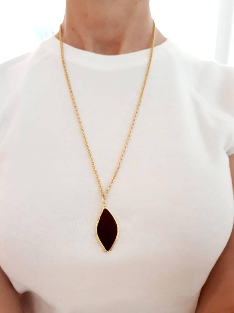 Kahveboncuk Kette, Braunerkette, Kahvboncuk Kolye, Glasperlenkette, Naturstein, Schmuck, Halskette, Kettenanhänger, Charmkette, Langer Kette von Evileyeandmore