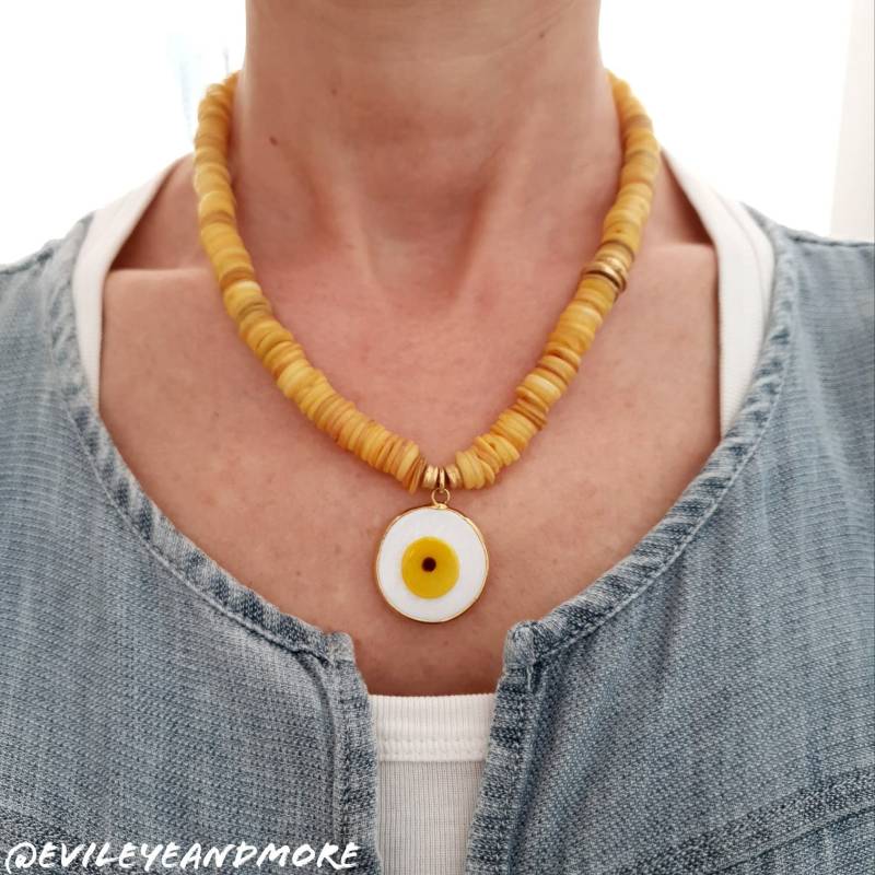 Nazarboncuk Kette, Nazarkette, Kolye, Glasperlenkette, Schmuck, Perlmutt Naturstein von Evileyeandmore