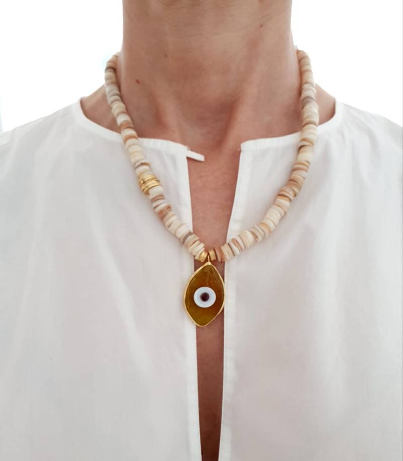 Nazarboncuk Kette, Nazarkette, Kolye, Glasperlenkette, Schmuck, Perlmutt Naturstein von Evileyeandmore