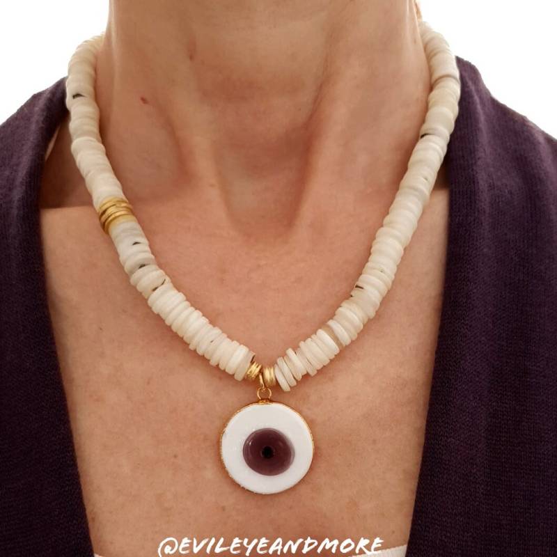 Nazarboncuk Kette, Nazarkette, Kolye, Glasperlenkette, Schmuck, Perlmutt Naturstein von Evileyeandmore