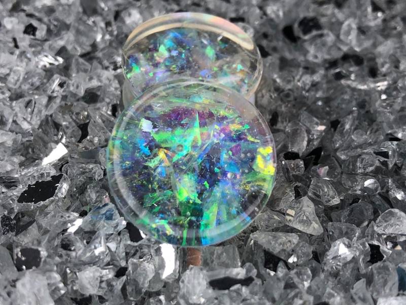 Paar Glitzer Plugs Double Flared 8-50 Mm von Evilgenica