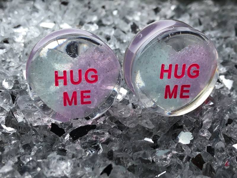 Plugs, Herz, Neon Text, Double Flared Gauges, Glitter Pastellfarben Ohrstecker, Valentines Day Plugs, Herz, Neon Text, Double Flared Gauges, Glitter Pastellfarben Ohrstecker, Valentines Day von Evilgenica