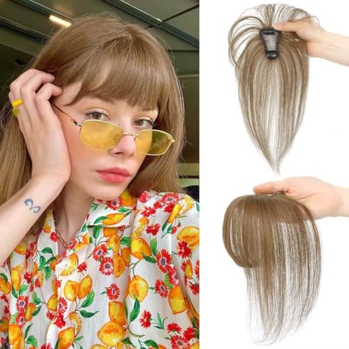 Evimstil Pony Clip in 100% Remy Echthaar Fringe Bangs Human Hair Clip in Pony Fringe Extensions Natürliche Bangs with Haarteile Echthaar Haarverlängerung für Frauen von Evimstil