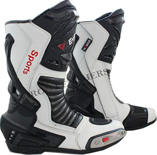 EVIRON Motorradstiefel aus Leder für Rennsport, weiß, 42 1/3 EU von Eviron