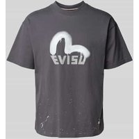 Evisu Regular Fit T-Shirt mit Label-Print in Anthrazit, Größe XXL Evisu Regular Fit T-Shirt mit Label-Print in Anthrazit, Größe XXL von Evisu