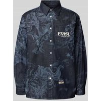 Evisu Relaxed Fit Hemdjacke in Denim-Optik in BLACK, Größe M von Evisu