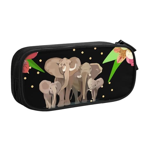 Ägypten Kamele Pencase Lustige Federmäppchen Federmäppchen mit Reißverschlussfächern Ästhetische Bleistifttasche Bürobedarf Organizer (3 Farben Schwarz/Blau/Rosa), elefant, Einheitsgröße, von Evius