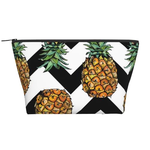 Ananas mit schwarz-weiß gestreiften tragbaren Make-up-Aufbewahrungstasche/personalisierte tägliche Aufbewahrungstasche/Reise-Make-up-Tasche mit Reißverschluss/niedliche Schreibwaren-Tasche, 15 cm x 7 von Evius