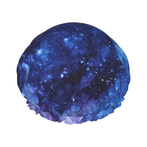 Blaue Galaxie-Duschhaube für Damen, Duschkappen für langes Haar, wasserdichter Duschhut, geeignet für Hotelbad, Familienbad, Reisen, Urlaub, wiederverwendbare Duschhaube. von Evius