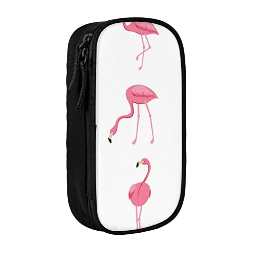 Evius Bird Love Heart Art Pencase Cute Pencil Cases Pencil Pouch with Zipper Compartments Aesthetic Pencil Bag Office Supplies Organizer (3 Colors Black/Blue/Pink), Flamingos auf Weiß, Einheitsgröße, von Evius