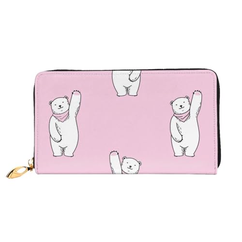 Evius Design Name Geldbörse - Damen Geldbörse Mode Gedruckt Lange Brieftasche - Tragbare Stilvolle Geldtasche, Eisbär pink, Einheitsgröße von Evius