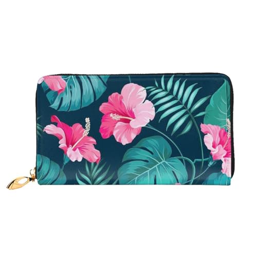 Evius Design Name Geldbörse - Damen Geldbörse Mode Gedruckt Lange Brieftasche - Tragbare Stilvolle Geldtasche, Hawaii Rosa Blume, Einheitsgröße von Evius