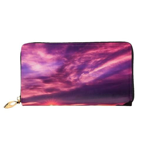 Evius Design Name Geldbörse - Damen Geldbörse Mode Gedruckt Lange Brieftasche - Tragbare Stilvolle Geldtasche, Rosa Strand Sonnenuntergang, Einheitsgröße von Evius