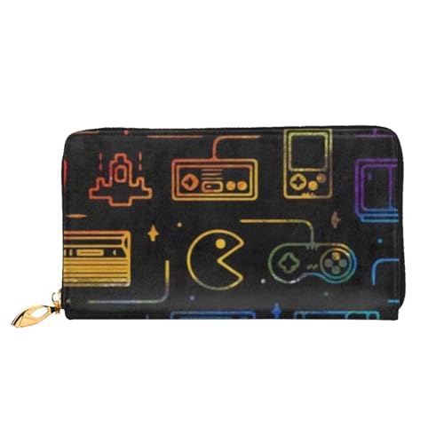 Evius Design Name Geldbörse - Damen Geldbörse Mode Gedruckt Lange Brieftasche - Tragbare Stilvolle Geldtasche, Spiele-Videospiel-Muster, Einheitsgröße von Evius