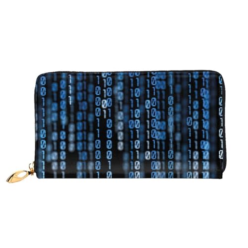 Evius Design Name Geldbörse - Damen Geldbörse Mode Gedruckt Lange Brieftasche - Tragbare Stilvolle Geldtasche, The Blue Binary, Einheitsgröße von Evius