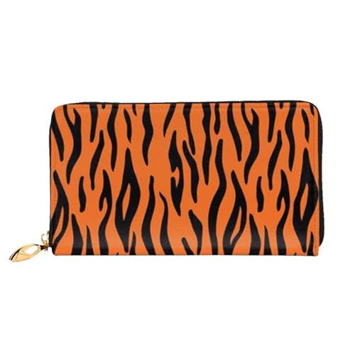 Evius Design Name Geldbörse - Damen Geldbörse Mode Gedruckt Lange Brieftasche - Tragbare Stilvolle Geldtasche, Tiger Streifen Orange Muster, Einheitsgröße von Evius