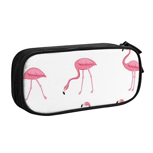 Evius Halloween mit Kürbissen Pencase Lustige Federmäppchen Federmäppchen mit Reißverschlussfächern Ästhetische Bleistifttasche Bürobedarf Organizer (3 Farben Schwarz/Blau/Rosa), Flamingos auf Weiß, von Evius