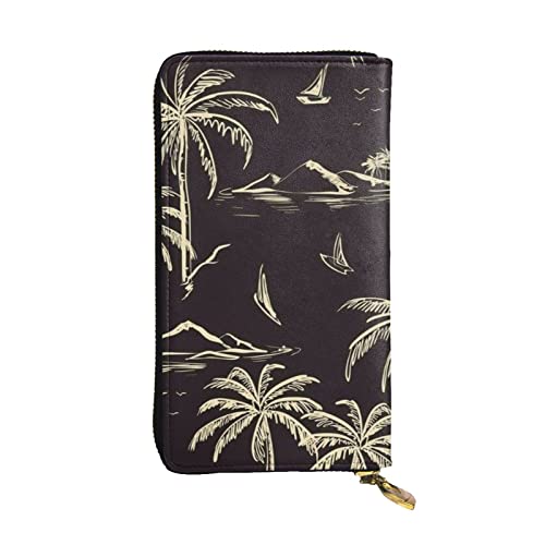 Evius Palm Tree Wallet Herren Geldbörsen Personalisierte Geldbörse für Männer Leder Billfold Herren Geldbörsen mit Münzfach Reißverschluss Geldtasche für Männer Ideal zum Tragen für Business und von Evius