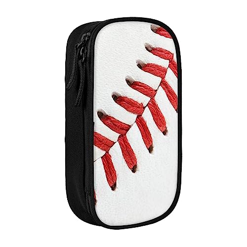 Evius Spanien Flagge Federmäppchen Niedliche Federmäppchen Federmäppchen mit Reißverschlussfächern Ästhetische Bleistifttasche Bürobedarf Organizer (3 Farben Schwarz/Blau/Rosa), Baseball Lace Close von Evius