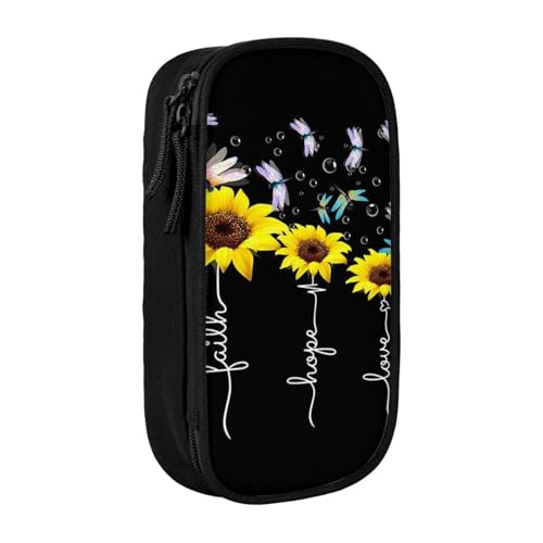 Evius Sunflower Pencase Cute Pencil Cases Pencil Pouch with Zipper Compartments Aesthetic Pencil Bag Office Supplies Organizer (3 Colors Black/Blue/Pink) von Evius