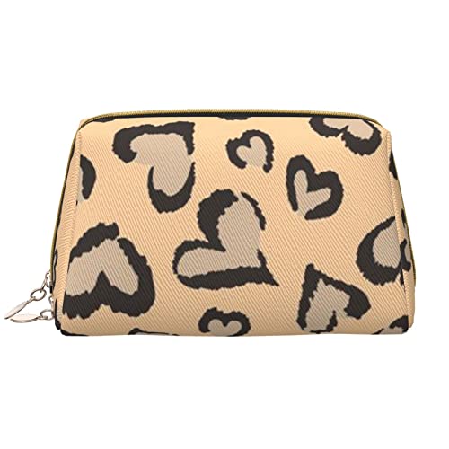 Galaxy System Kosmetiktasche aus Leder, niedliche Reise-Make-up-Tasche, Make-up-Tasche, tragbare Kosmetiktasche, Reise-Kosmetiktasche für Damen und Mädchen, Leopard Liebe, Einheitsgröße von Evius