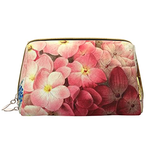 Kleine Kosmetiktasche aus Leder mit fließendem Muster, niedliche Reise-Make-up-Tasche, Make-up-Tasche, tragbare Kosmetiktasche, Reise-Kosmetiktasche für Damen und Mädchen, Rosa Blumen, Einheitsgröße von Evius