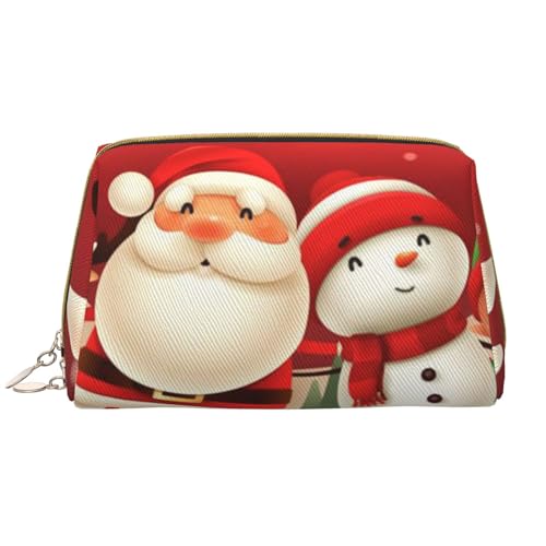 Kleine Kosmetiktasche aus Leder mit fließendem Muster, niedliche Reise-Make-up-Tasche, Make-up-Tasche, tragbare Kosmetiktasche, Reise-Kosmetiktasche für Damen und Mädchen, Skate With Santa, von Evius