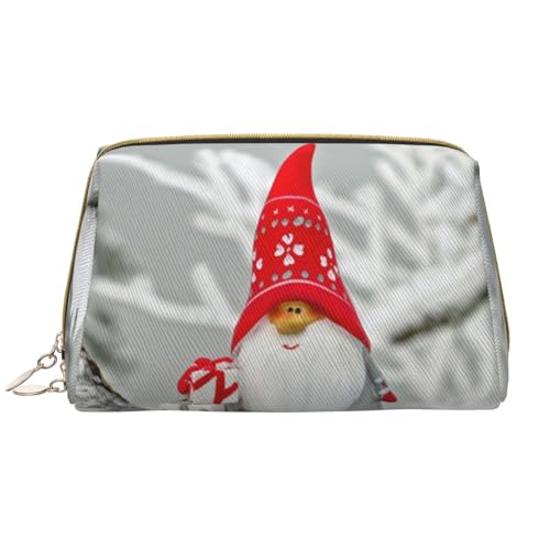 Kosmetiktasche aus Leder, Motiv: grüne Ananas, niedliche Reise-Make-up-Tasche, Make-up-Tasche, tragbare Kosmetiktasche, Reise-Kosmetiktasche für Damen und Mädchen, Lustiger Weihnachtsmann mit Schnee, von Evius