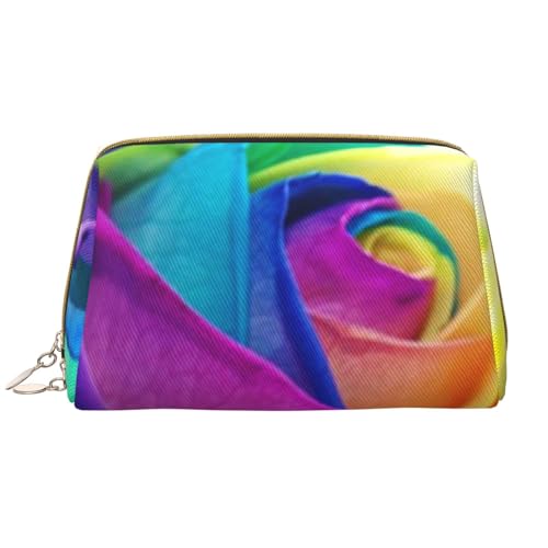 Kosmetiktasche aus Leder, Sonnenblumen-Design, niedliche Reise-Make-up-Tasche, tragbare Kosmetiktasche, Reise-Kosmetiktasche für Damen und Mädchen, rose, Einheitsgröße von Evius