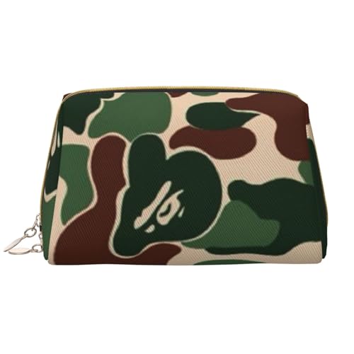 Kosmetiktasche aus Leder für Pizza-Party, niedliche Reise-Make-up-Tasche, tragbare Kosmetiktasche, Reise-Kosmetiktasche für Damen und Mädchen, camouflage grün, Einheitsgröße von Evius