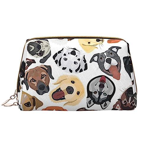 Kosmetiktasche aus Leder mit Blumenmotiv und Elefant, niedliche Reise-Make-up-Tasche, tragbare Kosmetiktasche, Reise-Kosmetiktasche für Damen und Mädchen, hund, Einheitsgröße von Evius