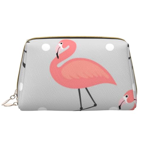 Kosmetiktasche aus Leder mit Hund, niedlich, Reise-Make-up-Tasche, Make-up-Tasche, tragbare Kosmetiktasche, Reise-Kosmetiktasche für Damen und Mädchen, Flamingo, Einheitsgröße von Evius