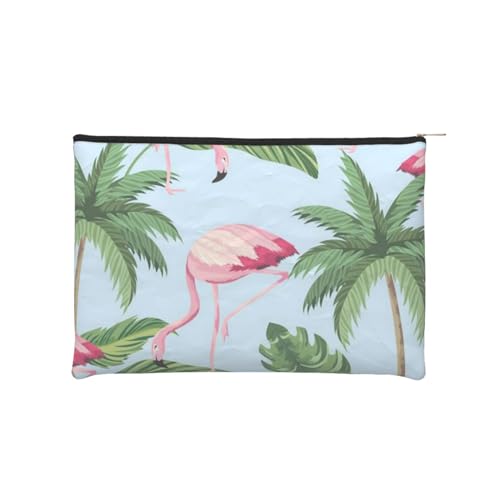 Make-up-Tasche mit tropischen Flamingos, Kosmetiktasche für Damen, wasserdicht, tragbar, kleine Tasche mit offenem flachem Kulturbeutel, Kulturbeutel, für den täglichen Bedarf, Aufbewahrungstasche für von Evius