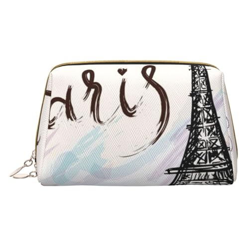 Niedliche Reise-Make-up-Tasche, kleine Make-up-Tasche, Kulturbeutel, tragbare Kosmetiktasche, Reise-Kosmetiktasche, Leder-Kosmetiktasche für Damen und Mädchen, Paris Tower, Einheitsgröße von Evius