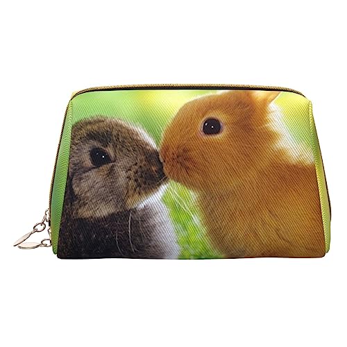 Niedliche Reise-Make-up-Tasche, kleine Make-up-Tasche, Kulturbeutel, tragbare Kosmetiktasche, Reise-Kosmetiktasche, Leder-Kosmetiktasche für Damen und Mädchen, Rabbit Love, Einheitsgröße von Evius